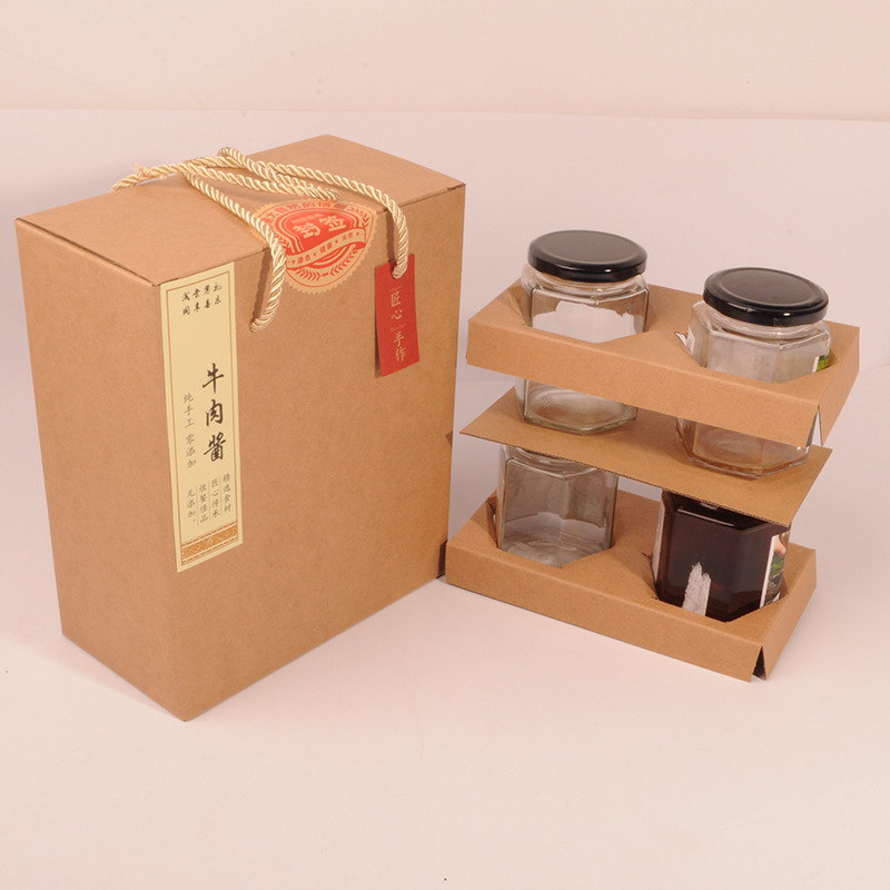 6瓶280ML六棱玻璃瓶礼品 包装盒四罐380ml蜂蜜果酱LOGO二维码