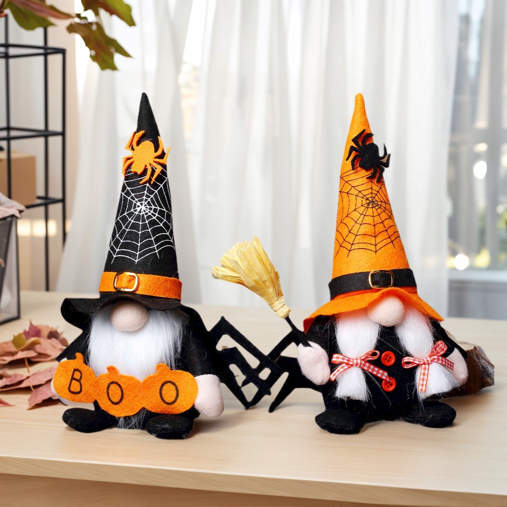 Nuevos productos transfronterizos Halloween Spider Sin Cara Muñeca Gnomo Decoración Adornos Cute Rudolph Goblin Doll al por mayor