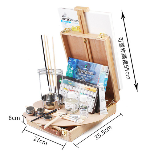 Marley oil paint set, brush scraper, complete palette, material box, tool kit