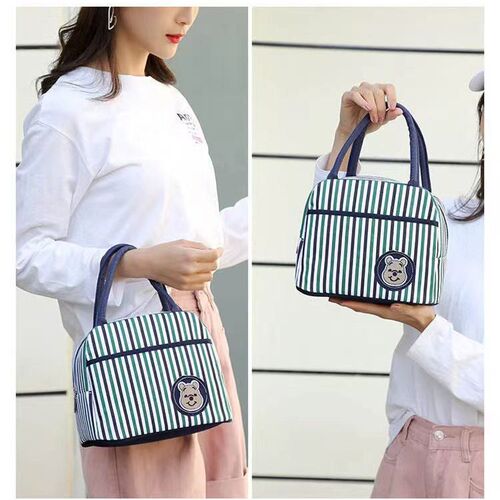 New canvas handbag lunch bag small fresh student lunch box bag mother and baby mommy bag work bag printed LOGO