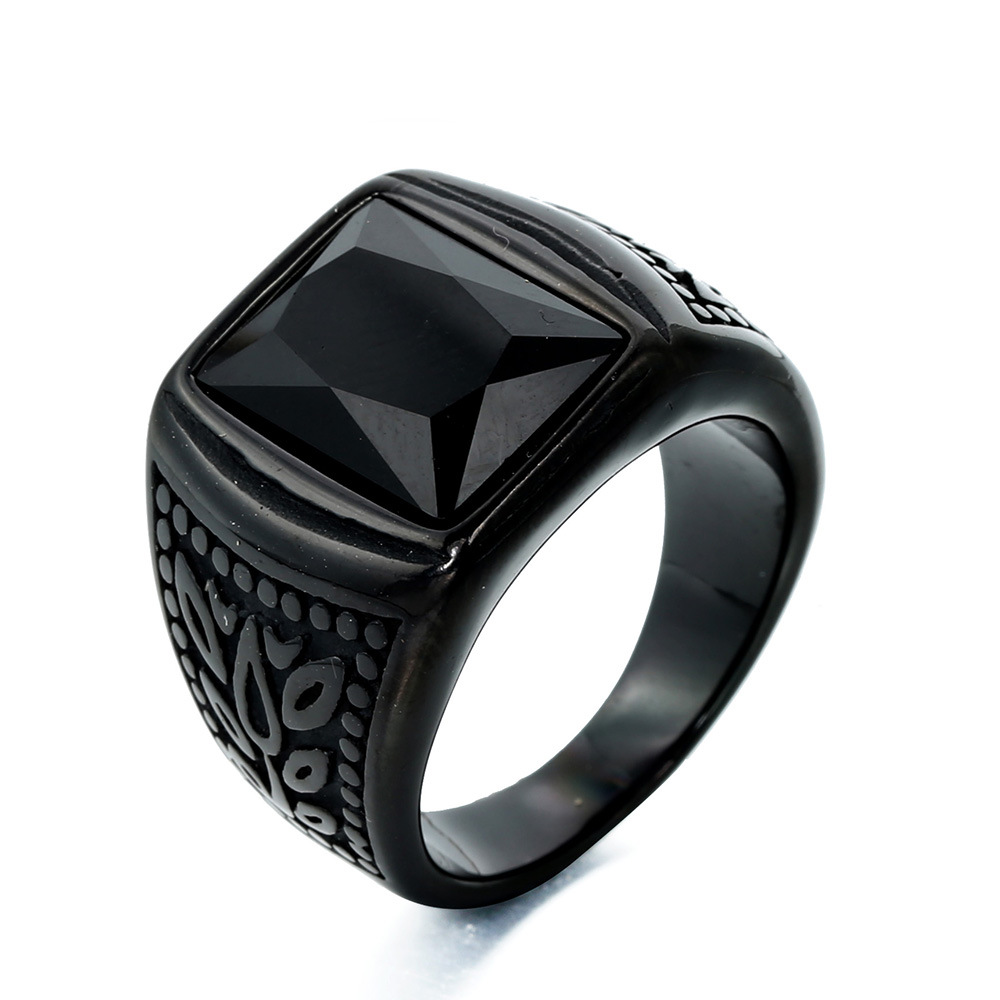 25g Weight 18K Gold Plated, Rhodium Plated Plating Material Glass Stone Inlay Material Rings Classification 1 Piece Quantity Street Occasion 304 Stainless Steel Material Square Pattern Men'S Gender Hip-Hop, Retro Style Handmade Craft Hip-Hop Retro Square Stainless Steel Inlay Glass Stone 18K Gold Plated Rhodium Plated Men'S Rings