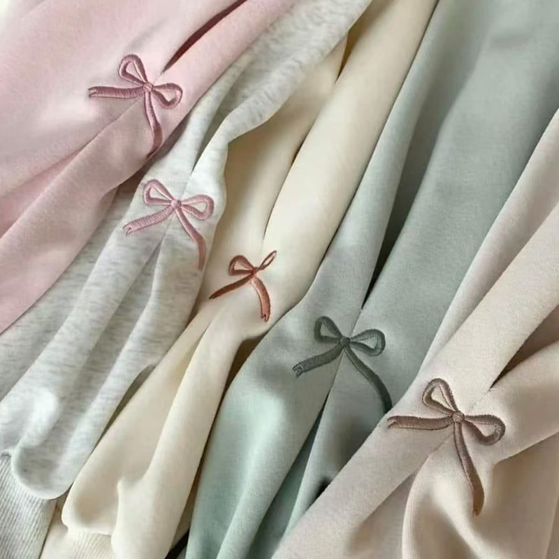 対外貿易甘くてかわいいスウェットシャツ女性の秋の新しい弓刺繍カーディガン長袖学生薄いジッパージャケット|undefined