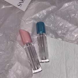 新款4ml创意斜切面唇釉管多款瓶盖可选双层透明圆管唇釉源头厂家