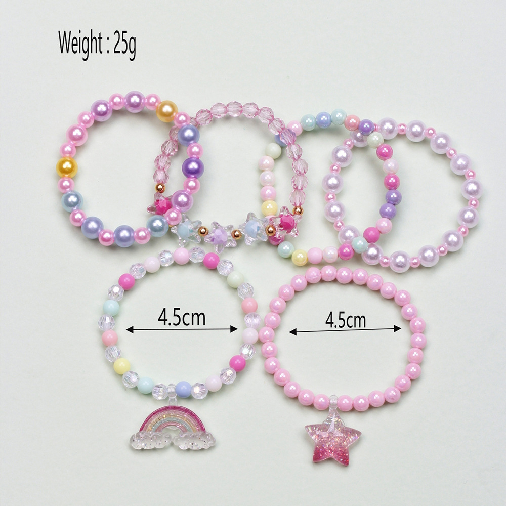 Fashion Letter Butterfly Plastic Beaded Kidu0027S Bracelets 6 Pieces