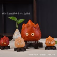 火柴人西法火苗实木雕刻可爱原创设计卡磁贴创意木制家居摆件批发