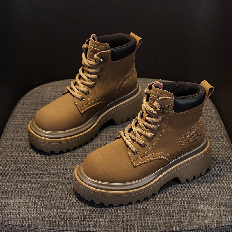 2026 New Style Martin Boots for Women, Retro Motorcycle Boots, European and American Leather Short Work Boots, British Style Versatile Women's Boots
