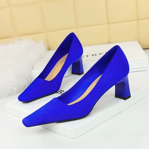 6186-3 Korean Edition Fashion Simple and Comfortable Thick Heel High Heel Versatile Professional OL Suede Shallow Mouth 