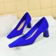 6186-3 Fashion, Simple and Comfortable Thick Heel, High Heel, Versatile Professional OL Suede, Shallow Mouth, Square Head Women's Shoes, Single Shoe