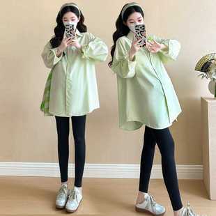 2025 Spring Maternity Clothing Korean Style Casual Loose Long-sleeved Shirt Women's New Simple Lapel Fashion Pregnant Women's Shirt