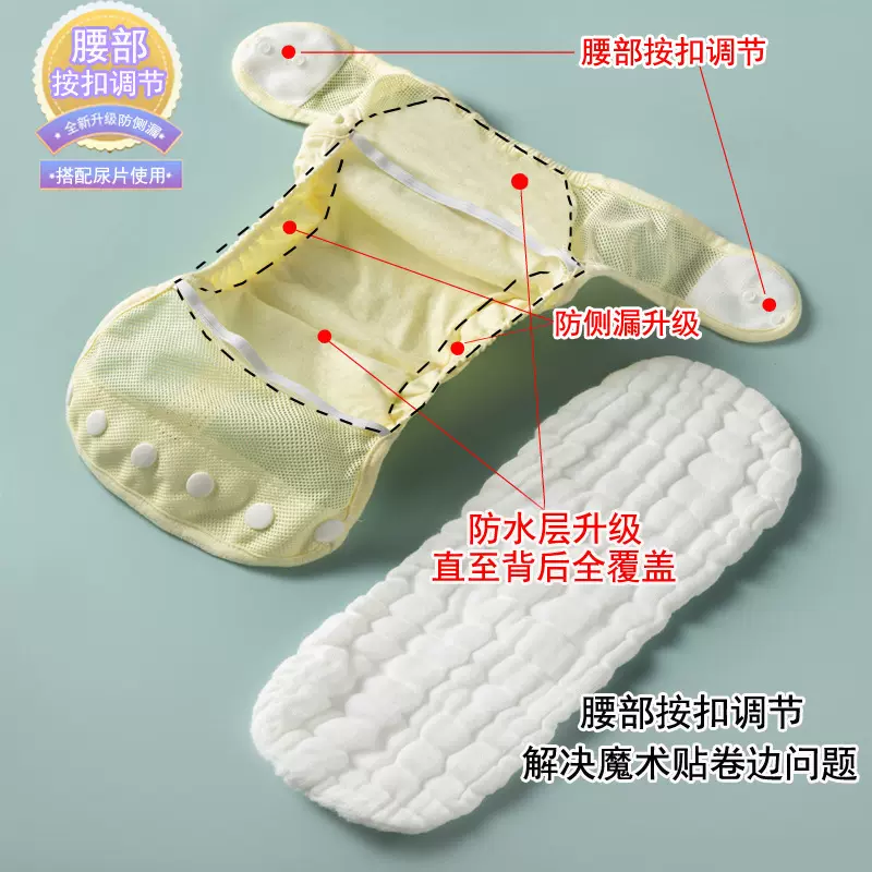 宝宝网眼防侧漏尿布兜防水隔尿新生婴儿网兜固定带夏透气尿布可洗
