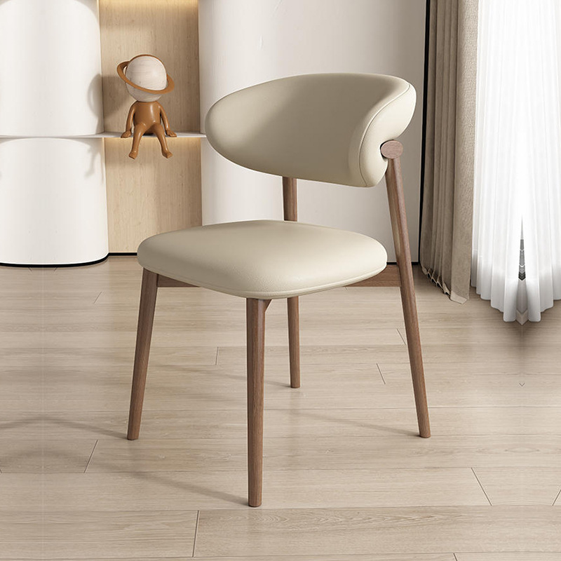 Nordic Modern Minimalist Solid Wood Dining Chair for Home, Walnut Color Chair, Desk Chair, Italian Light Luxury Designer Back Chair