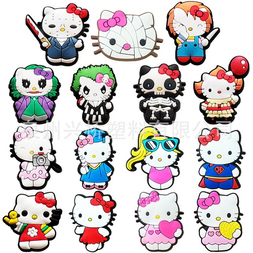 Cross-border exclusive Hello Kitty cartoon kt cat hole hole shoes DIY accessories PVC soft rubber shoe flower shoe buckle shoe accessories