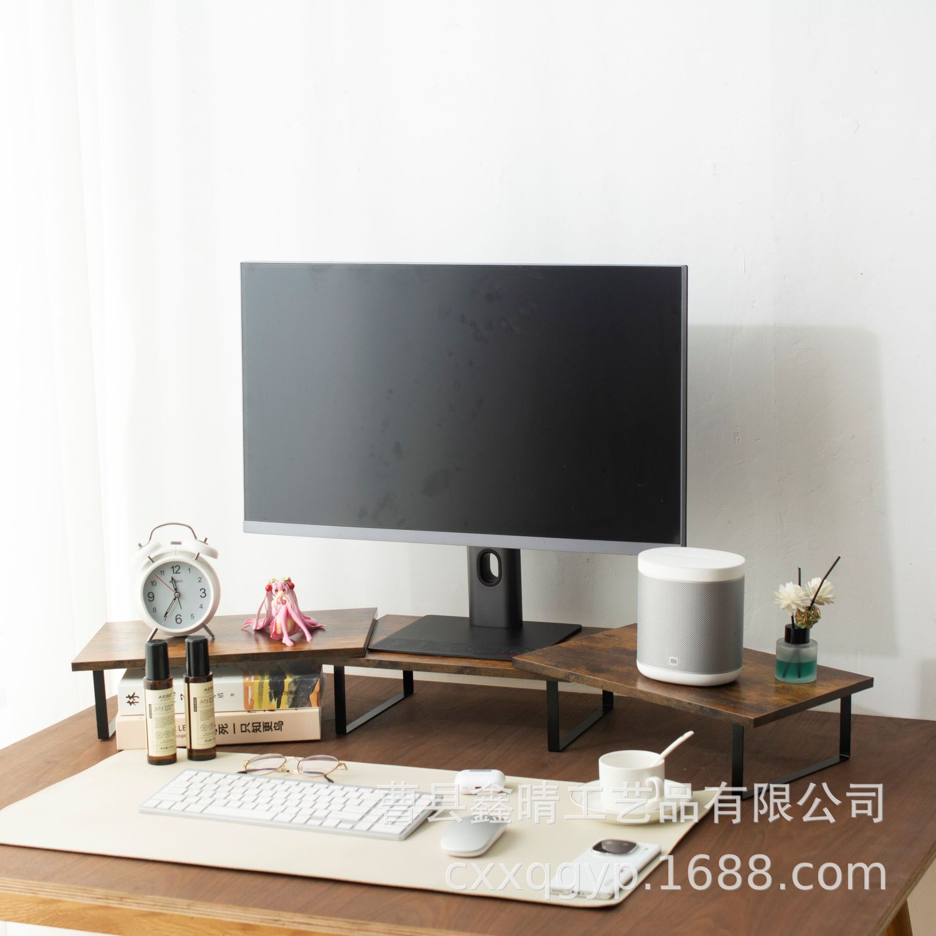 Dormitorio escritorio estante de computadora de madera maciza soporte de pantalla de computadora de madera creativa estante de combinación de madera para el hogar