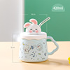 Cartoon cute rabbit, glass, ceramic cup home use with glass