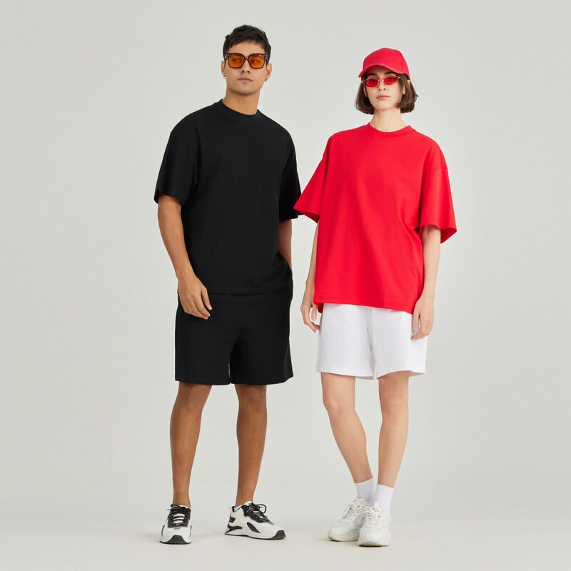 2026 New Cross-Border European and American Trendy Men's Clothing 240g Pure Cotton Antibacterial Short-Sleeved Men's T-Shirt Pure Color Blank Men's Loose T-Shirt