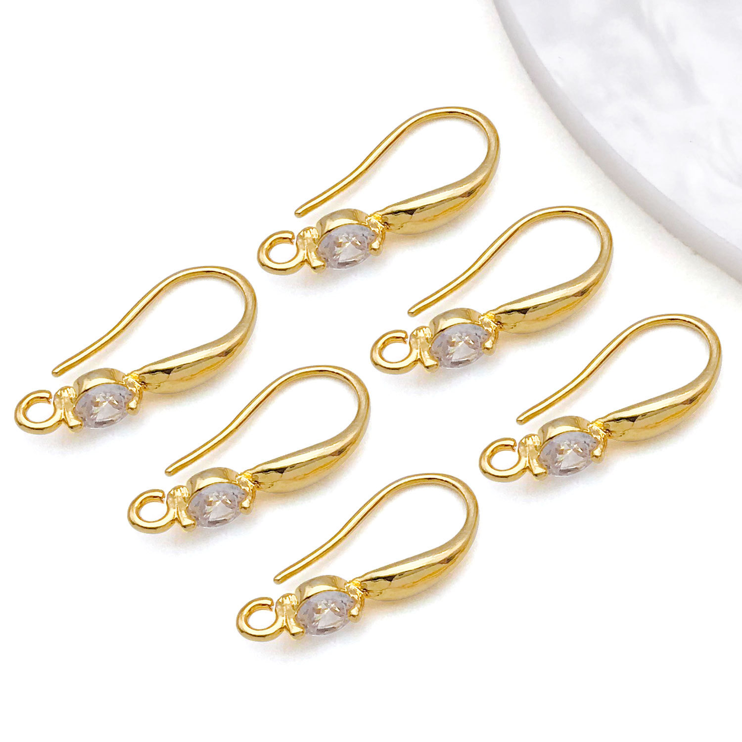 10x19mm copper plated 18k real gold strong color retention with zirconium No. 65…