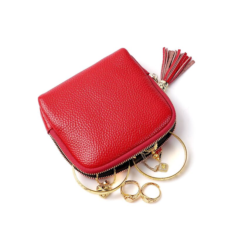 新しい女性のジュエリー収納袋ゴールドリングゴールドネックレスブレスレットイヤリングペンダントテクスチャ収納袋本革|undefined