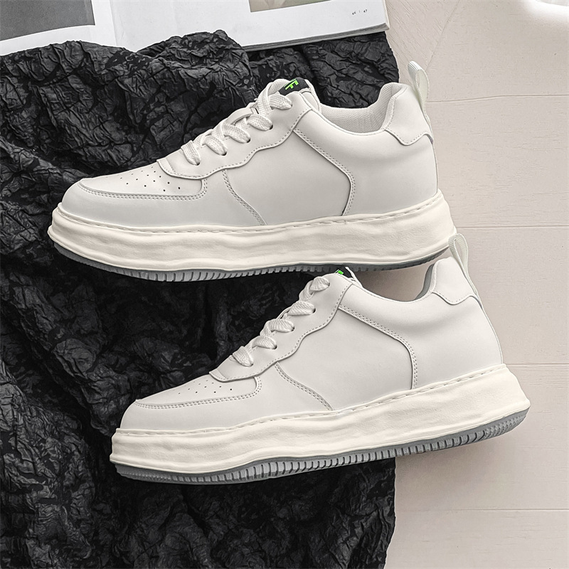 White Sneakers Unisex Casual Sport Board Shoes 7cm Elevated Platform Sneakers