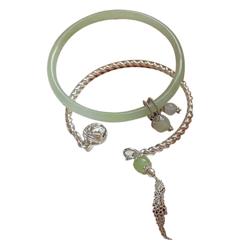 Nuevo estilo chino seguridad borla doble pulsera estilo antiguo pulsera un paso simple campana pulsera novias regalo