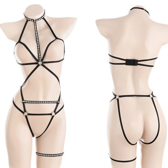 Sexy Underwear Sexy Bundle Ultra-thin Perspective Pajamas Uniform Pure Desire Wind Rivet Bondage Sling suit