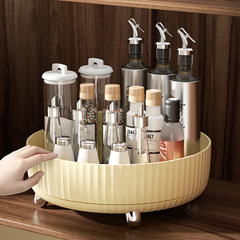 Wholesale kitchen rotating storage rack light luxury home desktop round multi-functional condiment organizing rotating storage tray