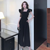 Summer new Korean Edition chic Easy Show thin Lotus leaf Sleeveless belt Conjoined Wide leg pants