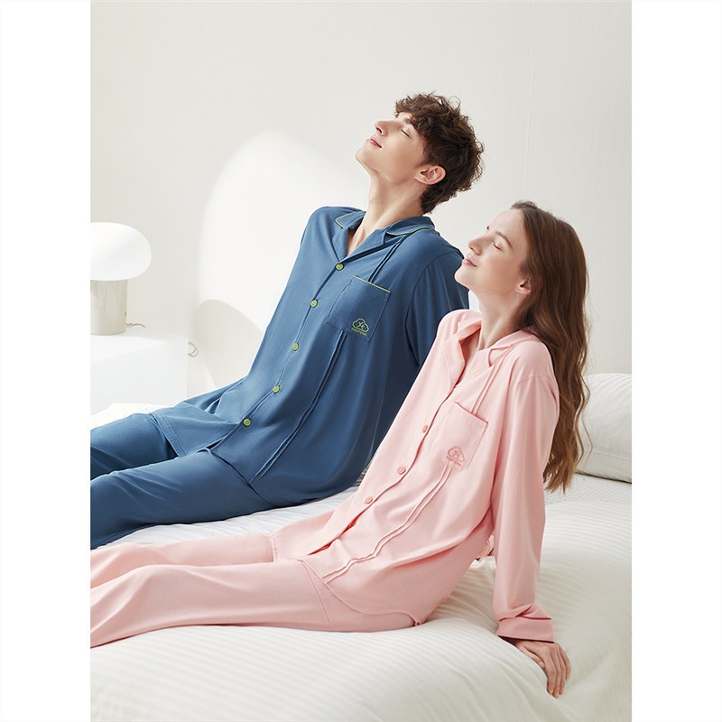 100% algodón par pijamas de manga larga de las mujeres de primavera y otoño más el tamaño de la primavera de los hombres sueltos homewear traje