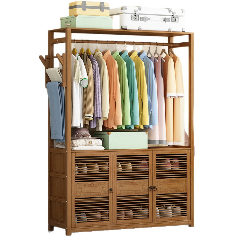 Armario de alquiler doméstico dormitorio simple armario grande con puerta armario de almacenamiento multifuncional percha de sombrero