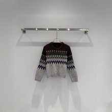 南油高版本女装ACNE家2025新款提花短款套头针织毛衣