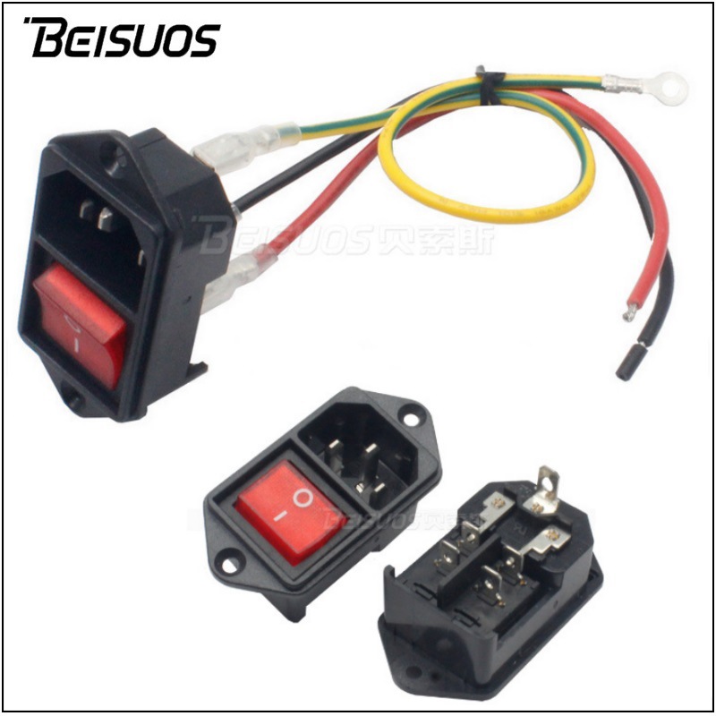 带线开关插座设备器具插座C14品字座二合一带开关带线电源插座