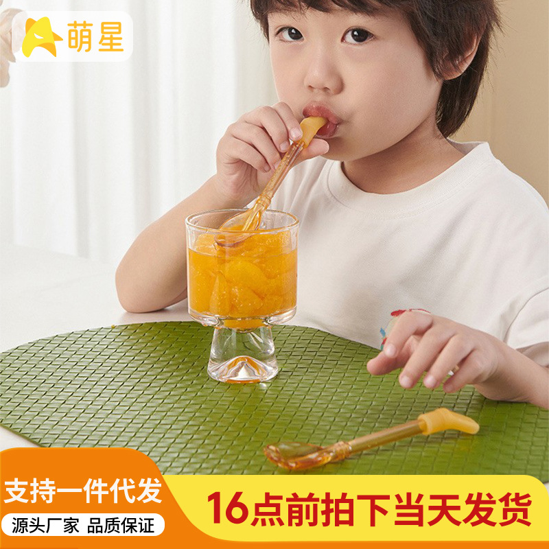 Infant and Toddler Straw Spoon All-in-one Dual-purpose Switable Soup Silicone Baby Food Spoon Kidsren's Tableware