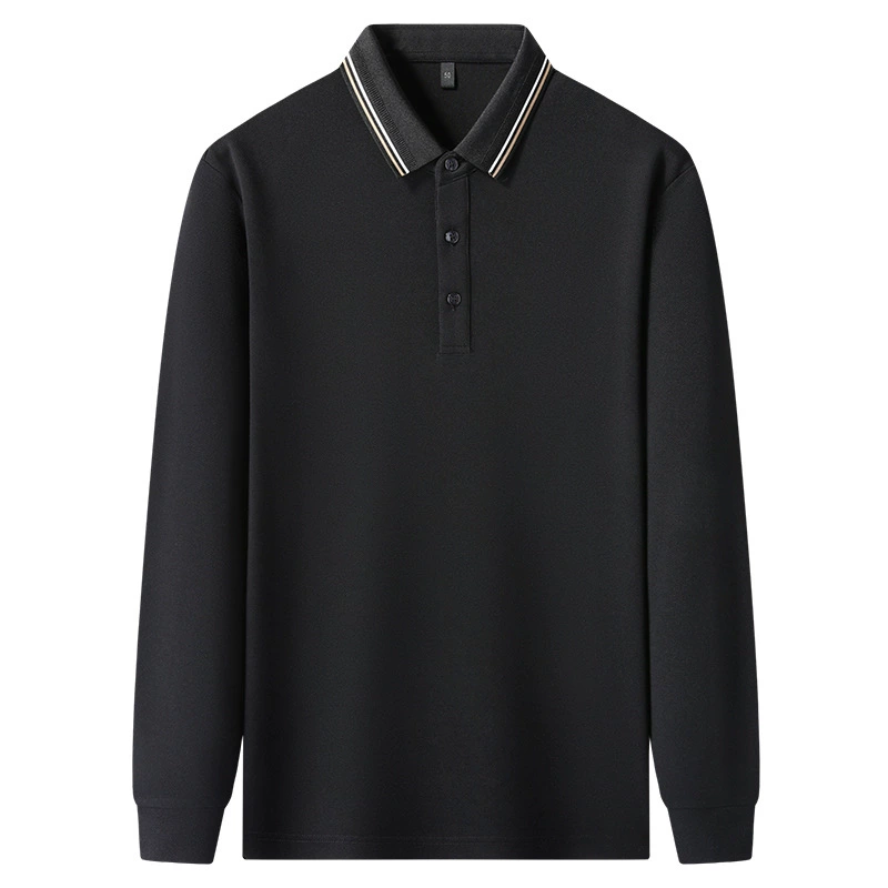 Polo, autumn solid body-friendly long-sleeve for leisure, high collar