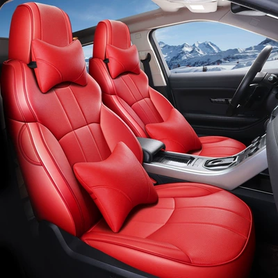 Modelə uyğun (Original) oturacaq örtükləri — 23 real cowhide car seat - big-red-plain-leather-standard-edition