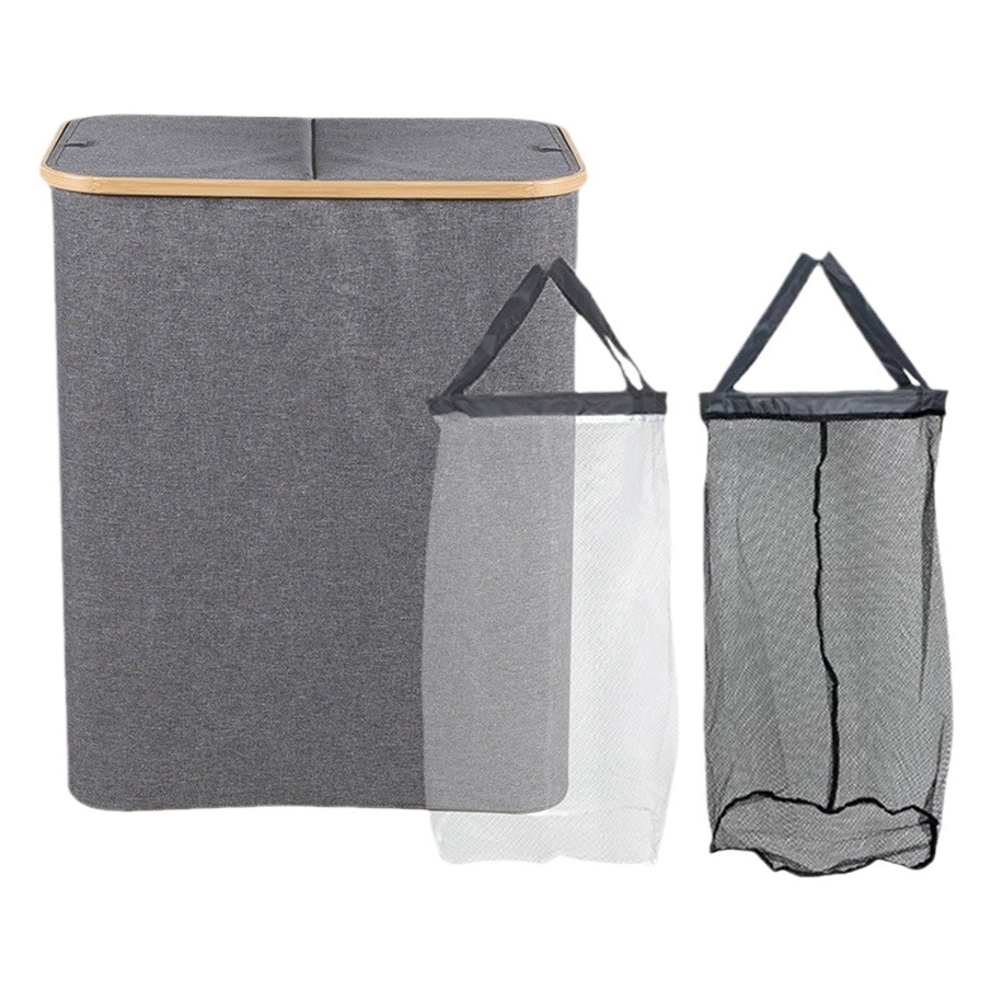 Gran 160L con 2 anillos de hierro bolsa interna desmontable cesta de ropa sucia cesta de almacenamiento de ropa sucia cesta de almacenamiento de juguetes