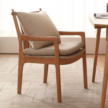 北欧简约实木椅子现代小户型软包靠背扶手椅原木橡木樱桃木书桌椅