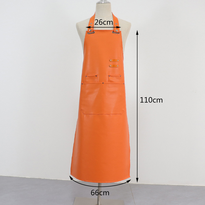 Amazon PU Delantal de cuero logotipo personalizado para catering, impermeable y a prueba de aceite, ropa de trabajo de cintura de cuero acuático de cocina