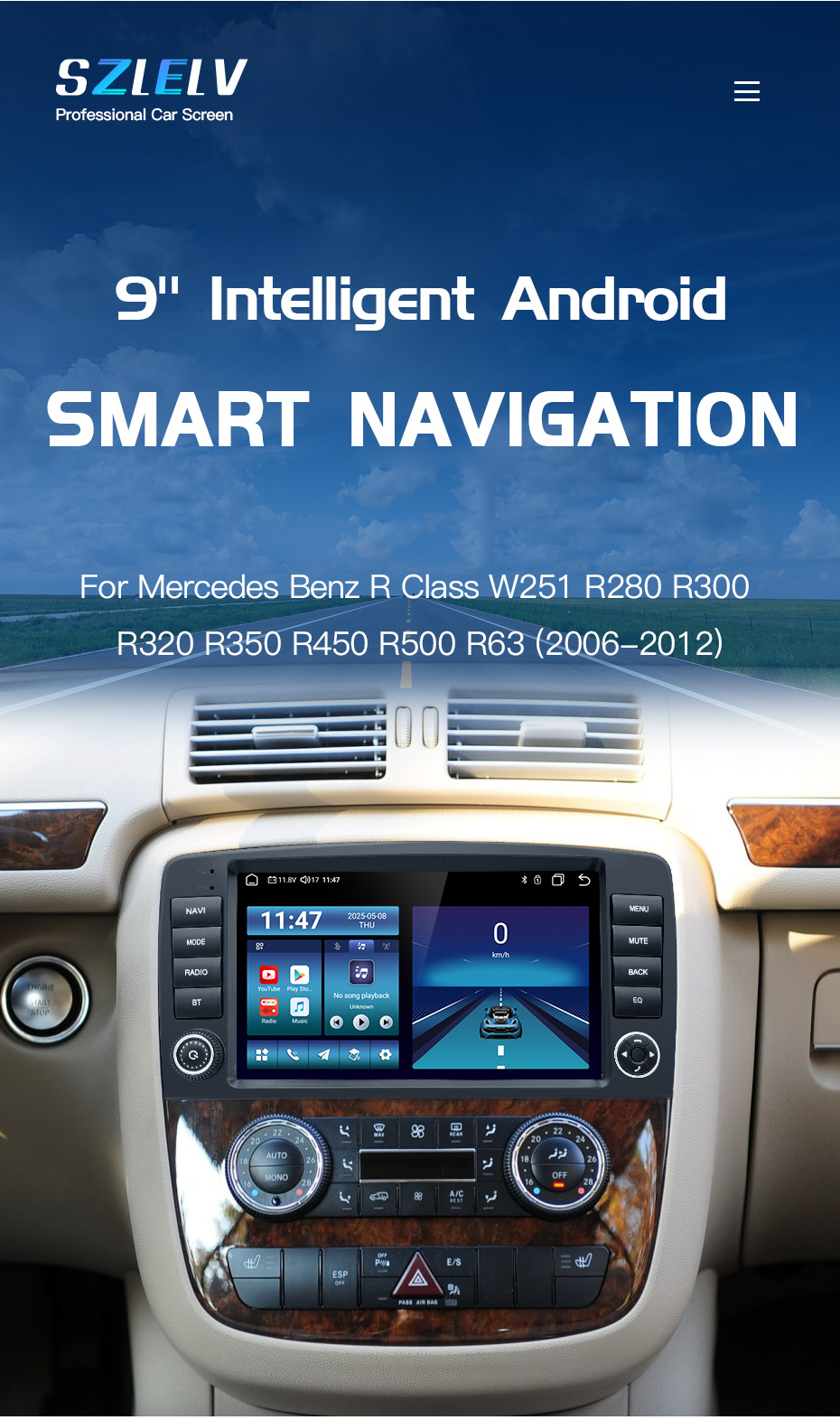 Applicable to All Mercedes-Benz R-Class Models W251 R300 R320 R350 R450 Car Central Control Navigation Reversing Camera
