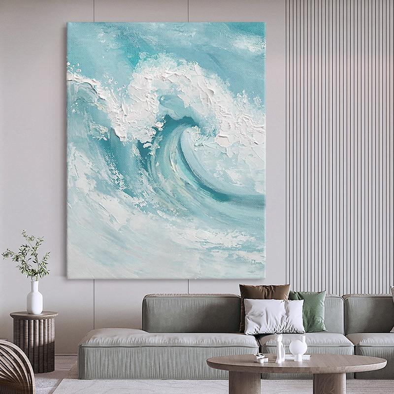 Hand-painted oil painting abstract living room porch decorative painting waves model room texture painting sandstone sofa background wall hanging painting Hand-painted oil painting abstract living room porch decorative painting waves model room texture painting sandstone sofa background wall hanging painting