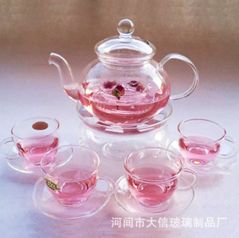 高硼硅玻璃茶壶套装 透明玻璃过滤花草茶壶 家用玻璃煮茶壶烧水壶