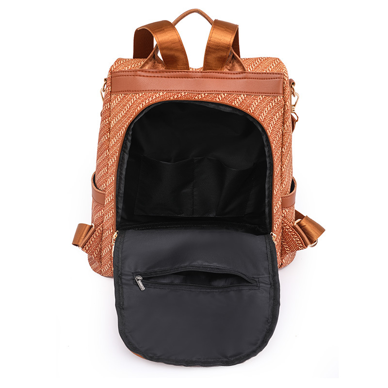 2023 nueva mochila antirrobo de cuero suave para mujer casual, mochila de viaje ligera al aire libre de todo fósforo de moda, bolso de doble uso