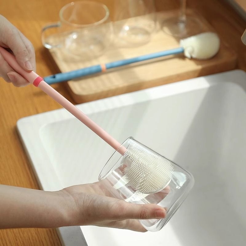 Cepillo de limpieza de tazas de agua de 360 grados cepillo de limpieza especial cepillo de hendidura reemplazo de cabeza cepillo de botella de leche para el hogar