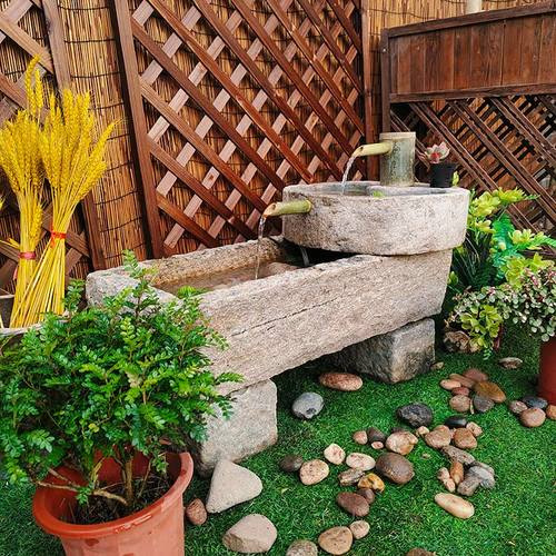老石槽水池洗手盆长石槽家用拖布池养鱼石盆马槽庭院创意水池摆件