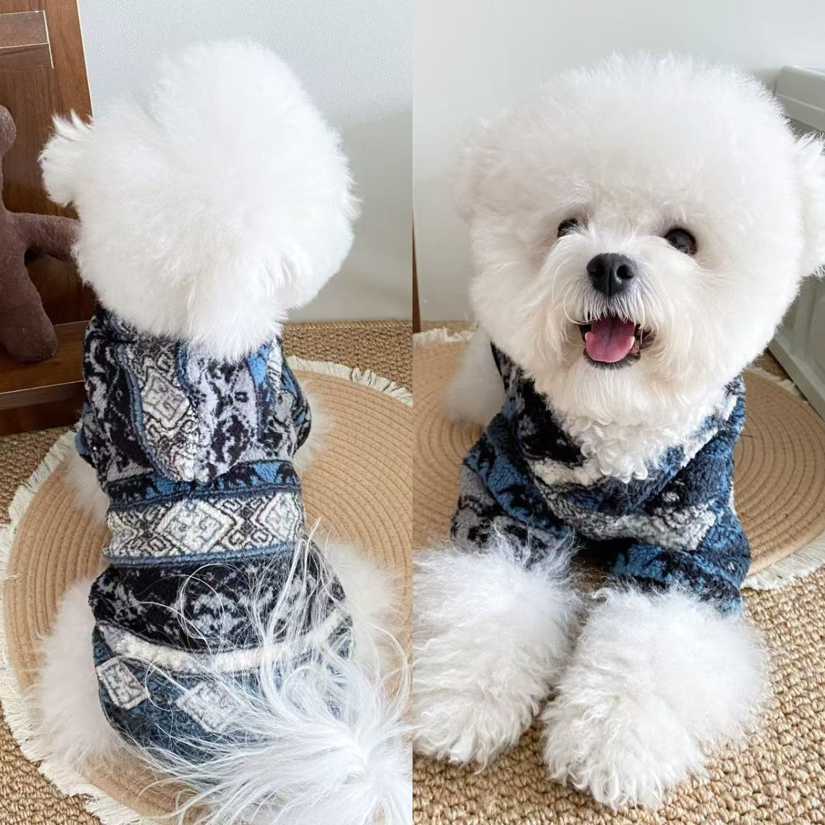 소형견 옷, 가을 겨울 코트, 두툼한 벨벳 애견 스웨트 셔츠, 고양이 테디, 코기, 비숑, 포메라니안 펫으로 따뜻하게 유지
