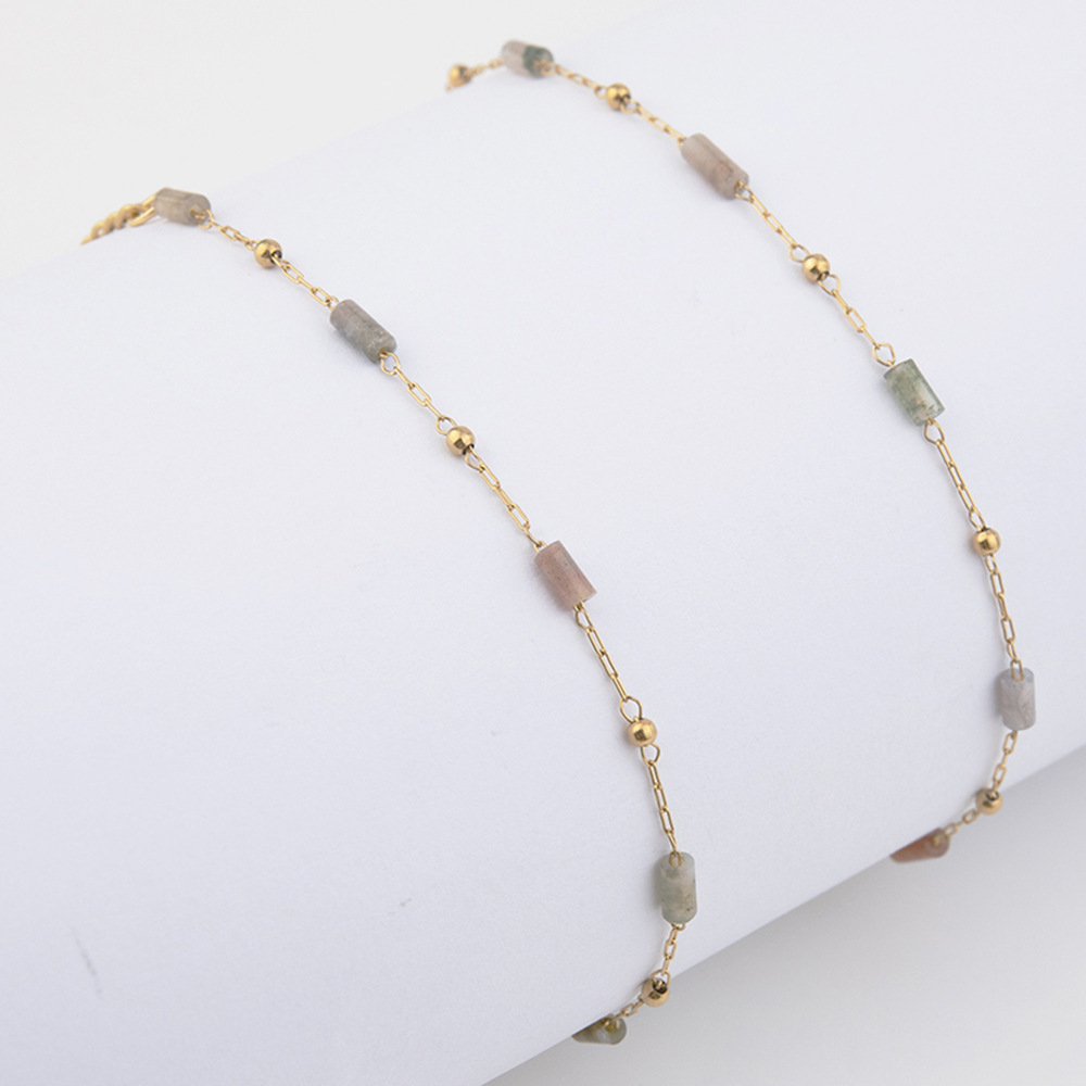 Neues Armband mit Steinperlen, kleine frische Halskette, vielseitig und hochwertig, Kragenkette im Instagram-Stil in Kontrastfarbe_voghion.com