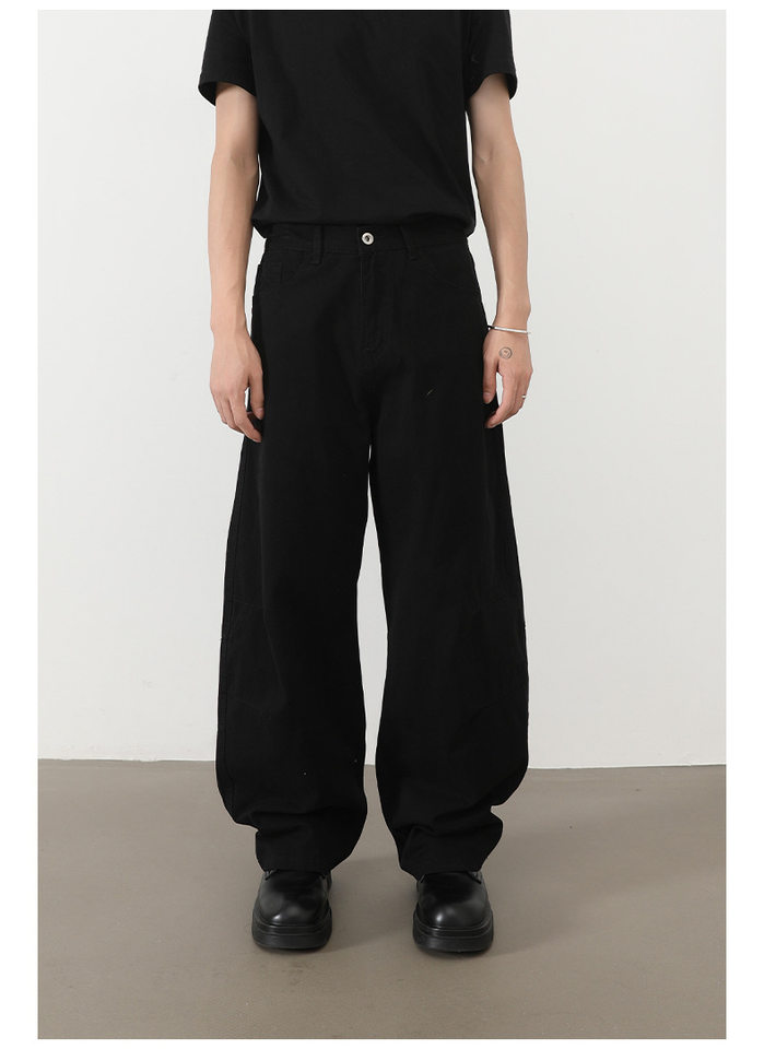 Quần jeans nam ống rộng lưng thun nửa, dáng suông thoải mái — Màu xanh quân đội, màu xám nhạt, màu xám đen, đen chi tiết 11