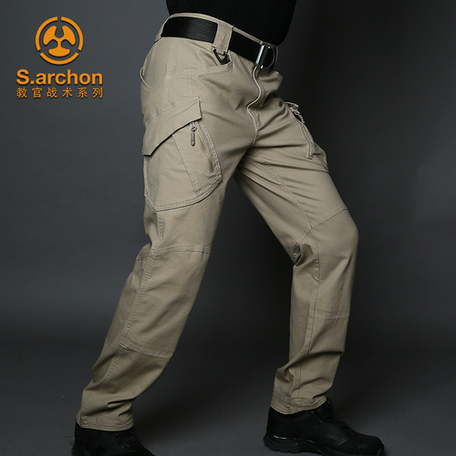 Angken Chunqiu IX7 men's elastic loose military outdoor sports training pants straight overalls tactical pants