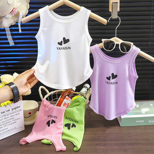 2025 New Women's Children's Tank Top Summer Outfit Fashion Children's Sleeveless Top Thin Baby Versatile Tank Top Wholesale