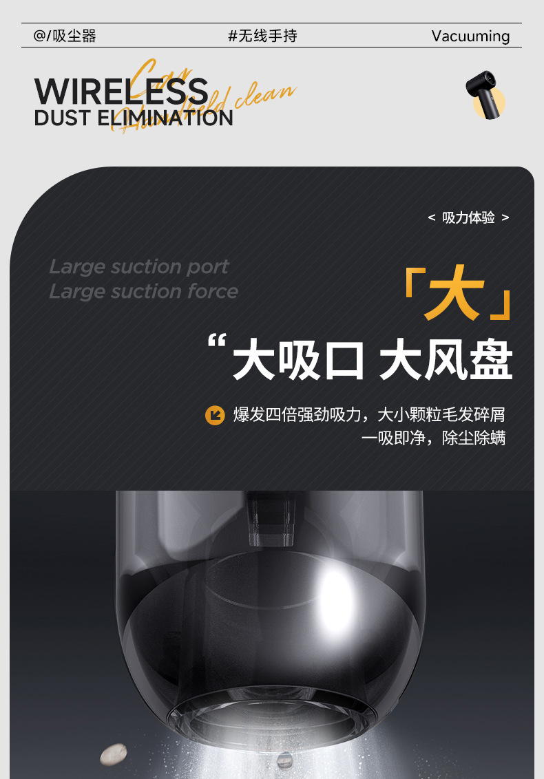 Cross-Border Car-Mounted Wireless Vacuum Cleaner, Portable Small Mini Car Vacuum Cleaner, Super High-Power Car Vacuum Cleaner, Multi-Functional Suction and Blowing Device