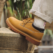 低帮大黄靴皮面马丁靴男天柏岚同款牛津大底机车鞋工装鞋复古潮鞋