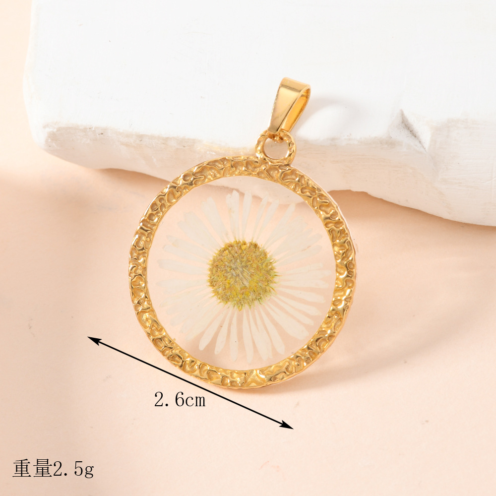 Colgante único suministro transfronterizo transparente colgante de flores inmortales accesorios joyería diy flores secas colgante colgante al por mayor